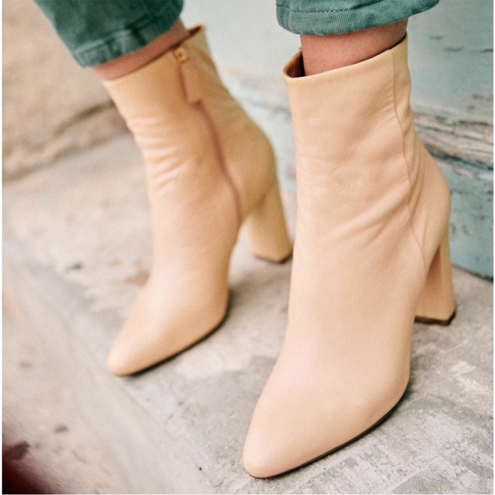 Sézane Cream Ankle Boots